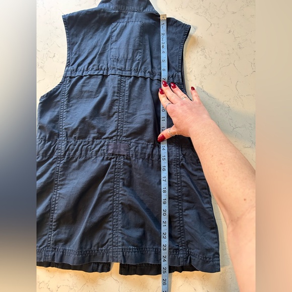 Abercrombie & Fitch Navy Blue Utility Cargo Vest Outerwear Jacket 100% Cotton - Picture 12 of 14